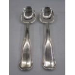 Pair of Danish silver table spoons with thread decoration, by Georg Jensen, with import marks for