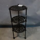 A 3 tier wrought iron plant stand, H.63cm