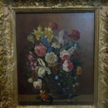 Karl Heiner (Early 20th century Austrian), Still life of flowers, oil on panel, signed lower