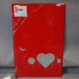 A decorative glass panel: All you need is love. H.60 W.40cm