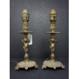A pair of brass figural table lamps, H.24cm