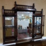 An Edwardian mahogany over mantle mirror with bevelled glass plates, 106 x 108cm