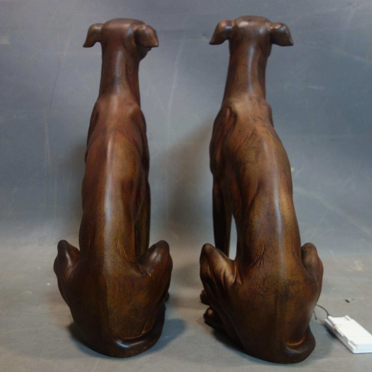 A pair of moulded figures of seated sighthounds, H.45cm (2) - Image 4 of 4