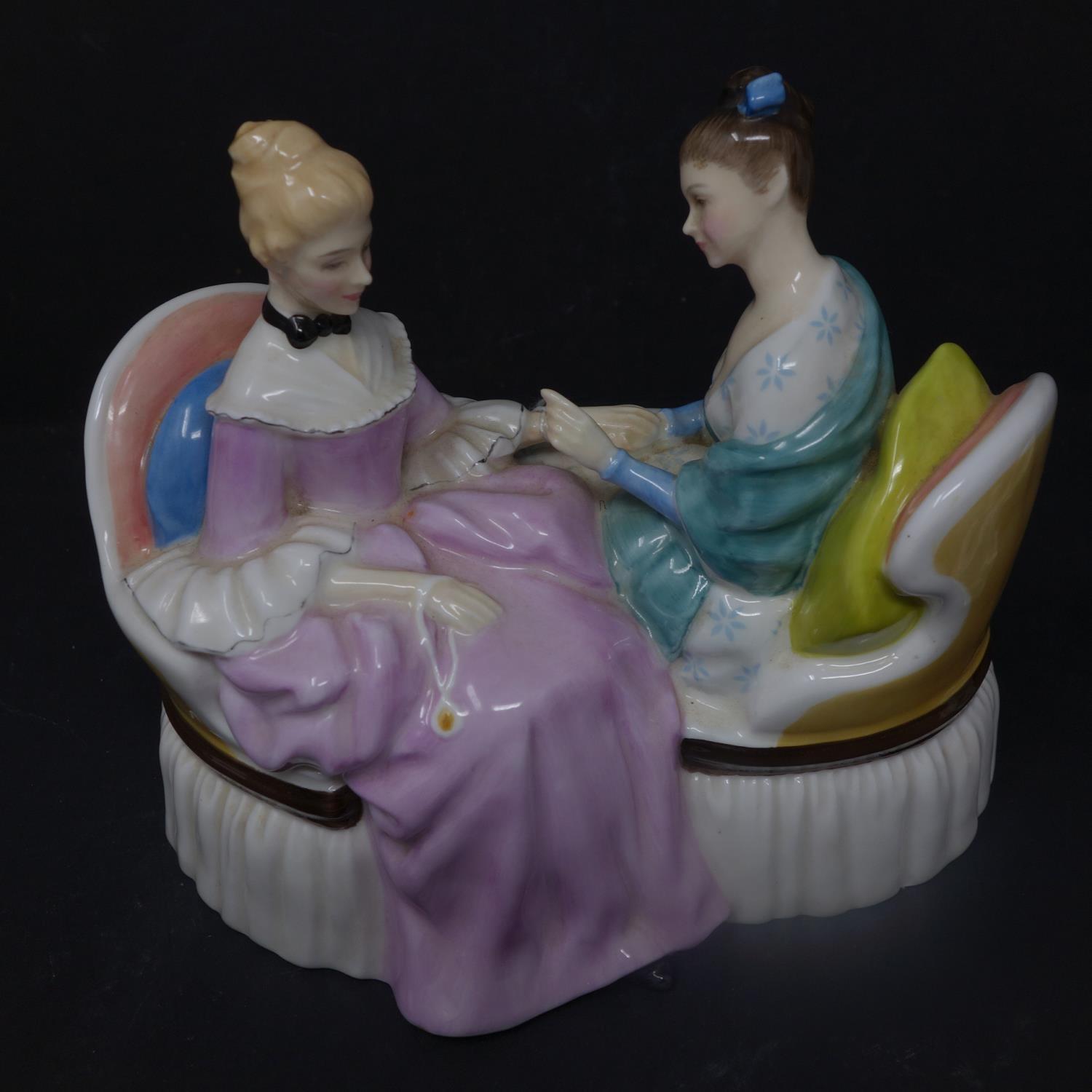 A Royal Doulton figural group of two seated ladies, 'Heart to Heart', marked to base, H.13 W.17 D. - Image 2 of 3