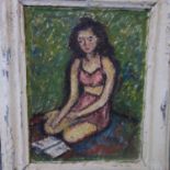 20th century school, Portrait of a seated girl, oil on canvas, 38 x 29cm