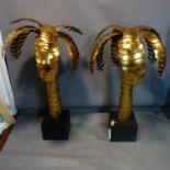 A pair of Maison Jansen style gilt sheet metal palm trees, H.112cm (2)