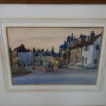 A framed and glazed watercolour, country village street scene, signed Bywater. H.22 W.31 cm