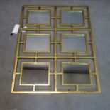 A contemporary rectangular wall mirror with six mirrored glass plates, 78 x 60cm