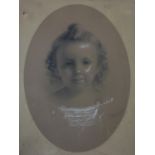 19th century British school, Portrait of a child, pastel of brown paper, signed 'Hearden 1870', 60 x