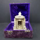 A 19th century Japanese carved ivory Buddhist shrine, bearing ivory plaque with artist signature