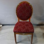 A mahogany chair, painted with flowers, having floral upholstered seat and backrest, on square