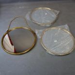 Three contemporary circular gilt wall mirrors, Diameter 58cm