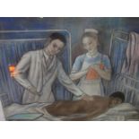 William McMillan RA (1887-1975), Doctor and nurse examining a patient, pastel on paper, signed lower