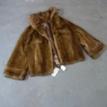 A ladies vintage fut coat, monogrammed AB, H.82cm