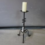 An iron pricket candlestick, H.58cm