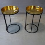 Two contemporary tray top tables, H.65cm Diameter 35cm