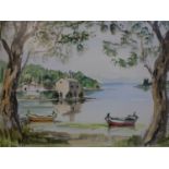 A 20th century watercolour depicting a river scene, signed and dated 1976, 25 x 35cm