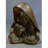 A plaster cast of the original bronze detail of Virgin and Child being part of the war memorial at