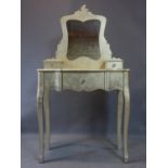 A contemporary gilt painted dressing table, with mirror and two short drawers above single drawer,