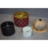 A vintage fringed ceiling lampshade, Diameter 37cm, together with three others (4)