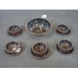 A set of 20th century Continental glass dishes with silver overlay