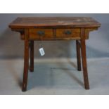 An early 20th century Chinese hardwood side table, H.83 W.103 D.53cm