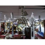 An 8 branch nickel plated chandelier by R V Astley, new with tags