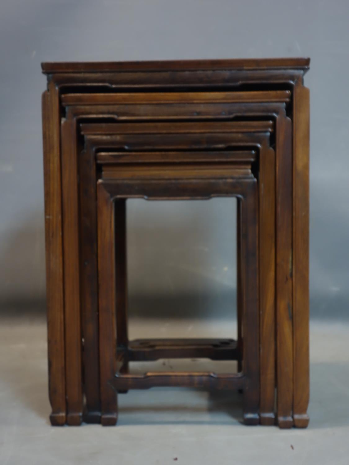 A 20th century Chinese hardwood nest of 4 tables, H.65 W.47 D.33cm - Image 2 of 3