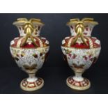 A pair of 19th century Davenport porcelain vases, H.20cm