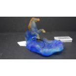 A Daum pate de verre glass horse dish, H.10cm