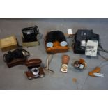 A collection of cameras and accessories, to include retina, zeiss ikopkot, kodak, canon, minox,