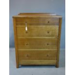 An oak chest of four graduating drawers, on square legs, H.93 W.76 D.44cm