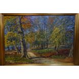 August Vilhelm Dencker (German, 1882-1959), 'Forest Scene, Jægersborg Dyrehave', oil on canvas,