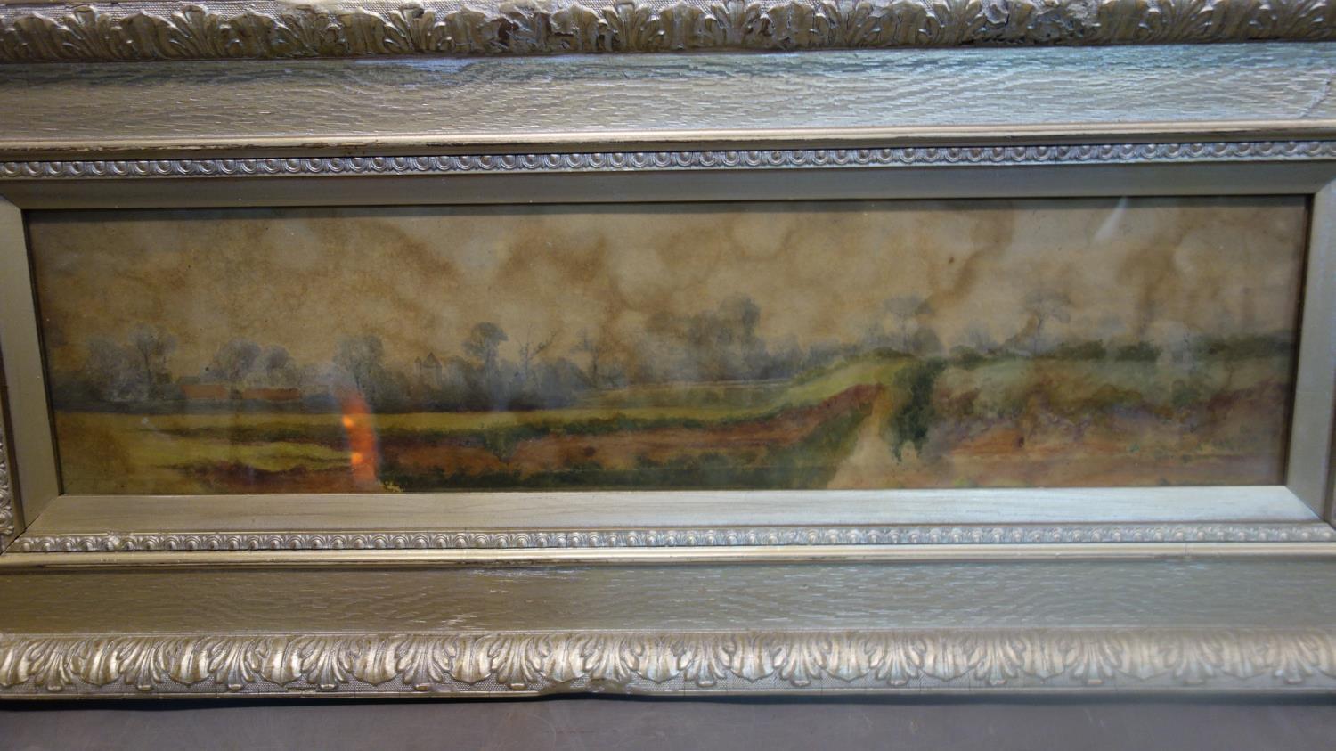 Early 20th century school, Landscape, watercolour, framed and glazed, 14 x 62cm