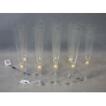 A set of 9 Murano Cenedese vetri glass champagne flutes