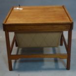 A 20th century Danish teak sewing table, H.46 W.56 D.56cm