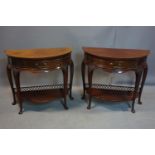 A pair of demi-lune mahogany side tables, H.72 W.79 D.35cm
