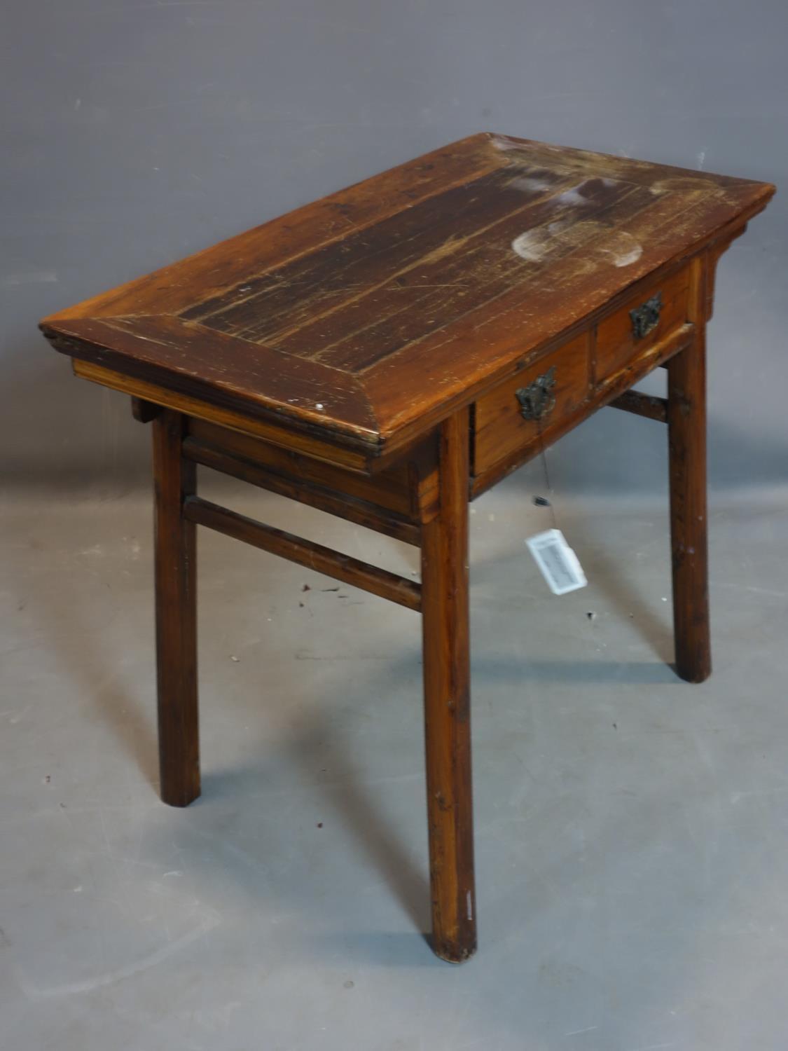 An early 20th century Chinese hardwood side table, H.83 W.103 D.53cm - Image 3 of 3