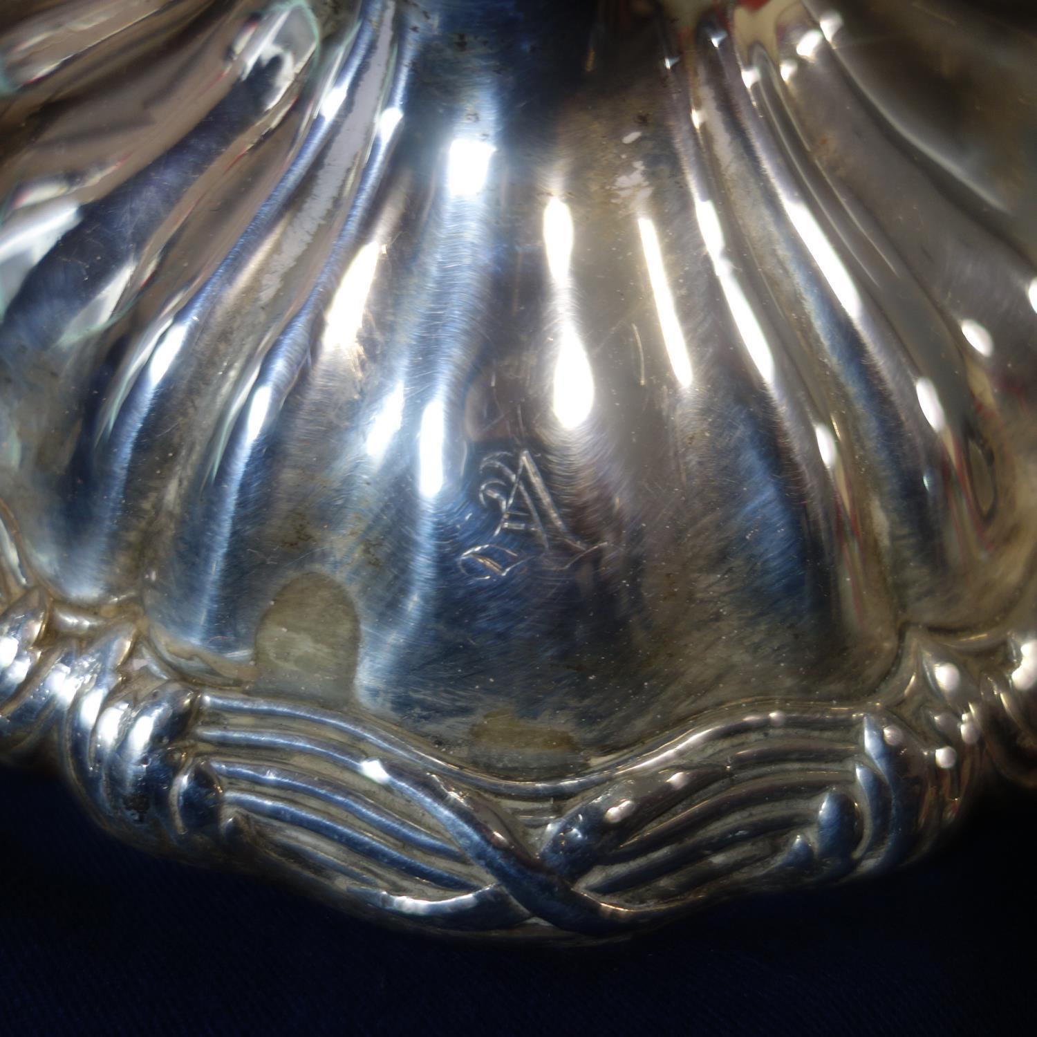 A pair of 19th century silver plated candlesticks, with knopped stem on spreading base, H.30cm - Image 4 of 4