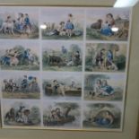 A pair of framed and glazed prints depicting Victorian pastoral scenes. H.34 W.36cm