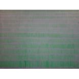 Pat Mear (Contemporary), Green stripes, acrylic on canvas, with Royal College of Art label to verso,