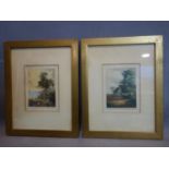 Two colour etchings by the same hand, to include one of trees with sea to background, the other of a