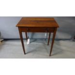 A 19th century fruitwood side table, with single drawer, raised on square tapered legs, H.70 W.62