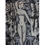 A 20th century Abstract painting figures, oil on paper, 93 x 73cm