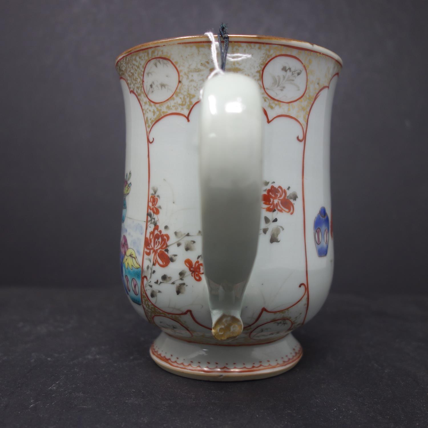 WITHDRAWN- An large chinese export tankard mug, enamelled in polychrome with figures flanking - Image 4 of 4