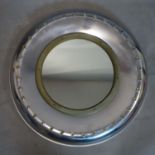 An industrial porthole circular metal mirror, Diameter 54cm