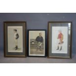 Three Vanity Fair prints, to include two jockeys 'Fred Barrett' and 'Frank Wootton', 33 x 20cm;