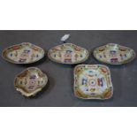 A set of five 19th century porcelain dishes with Chinese design