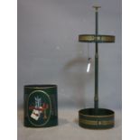 A vintage toleware umbrella stand and waste bin by Golfar & Hughes, each signed to base