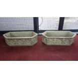 Two reconstituted stone Gothic style troughs, H.29 W.89 D.33cm